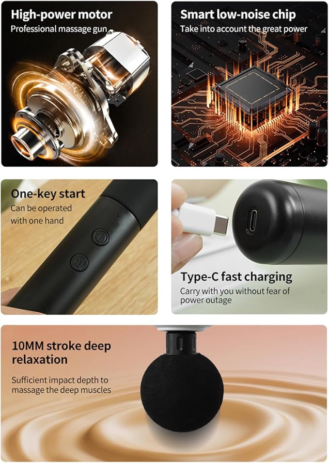 Massage Gun with Extended Handle, Upgraded U-Shaped Back Massager, Reaches Hard-to-Access Muscles, 4 Massage Heads & 4 Speed Levels, Body Massager for Back, Waist, Neck, Shoulder, Leg, White