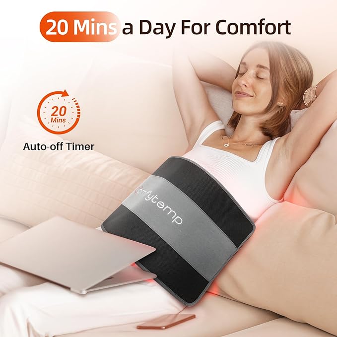 Comfytemp 24’’ x 12’’ Red Light Therapy Pad for Body, Wearable Near Infrared Light Therapy Wrap with Timer, 242 LEDs Large Light Pad for Back Joint Muscle, 660nm & 850nm, 32W