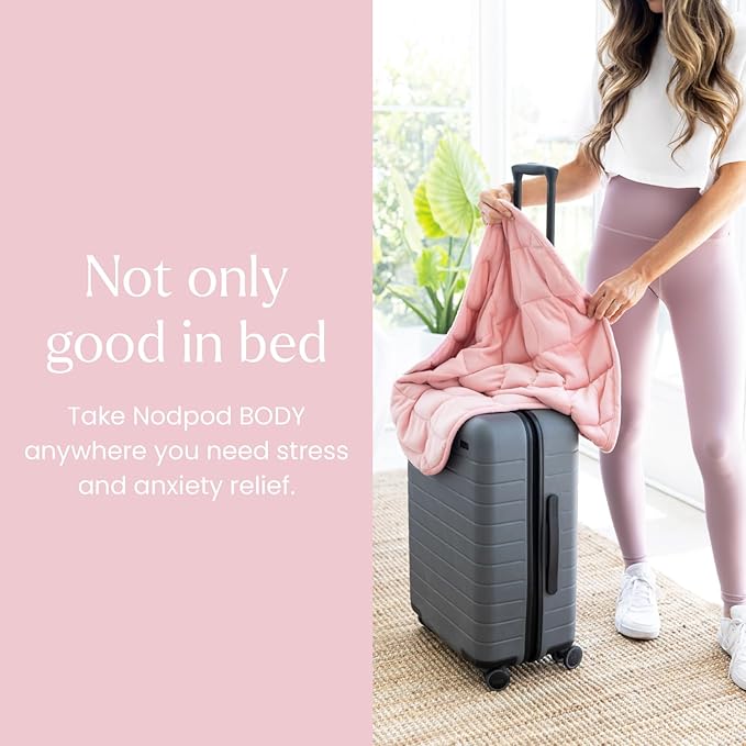 nodpod Body 6.5lb Patented Compact Weighted Blanket I Perfect for Relaxation, Sleeping & Travel l I Glass Bead Filled, Machine Washable (29" x 24") - Blush Pink