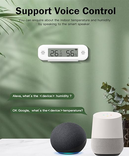 WiFi Thermometer Hygrometer: Smart Temperature and Humidity Sensor, Real-time Monitor, App Notification, Digital Indoor Temperature Sensor, Compatible with Alexa/Google Home(1Pack)