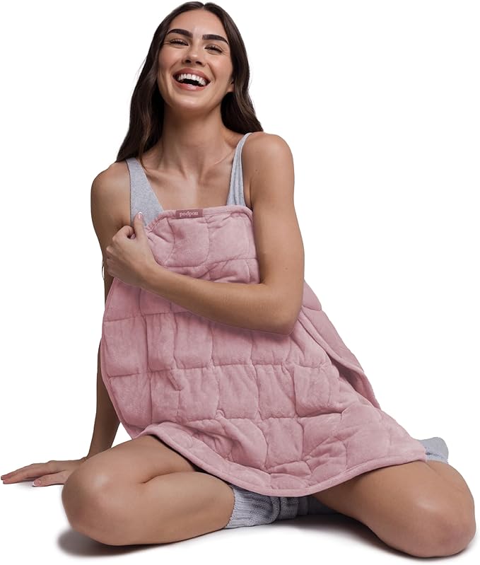 nodpod Body 6.5lb Patented Compact Weighted Blanket I Perfect for Relaxation, Sleeping & Travel l I Glass Bead Filled, Machine Washable (29" x 24") - Blush Pink