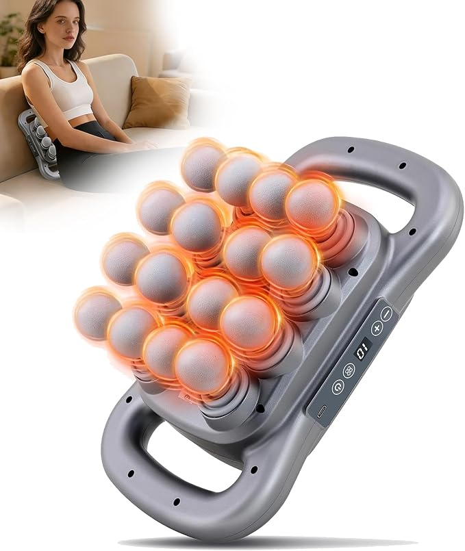 16 Head Massage Gun Set,Deep Tissue Percussion Massager with 9 Modes&Levels,Red Light Therapy,Electric Portable Muscle Massager for Back,Shoulders,Legs,Waists Muscle Pain Relief