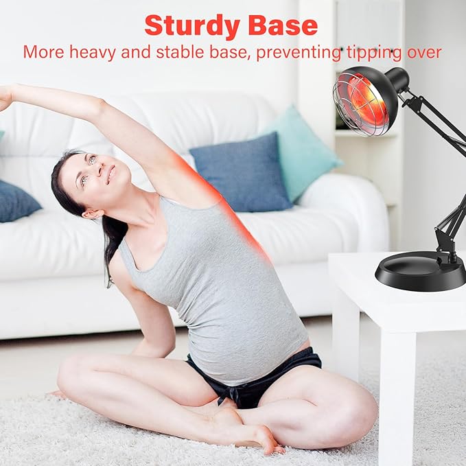 Infrared Light Heat Lamp, Near Red Light Therapy for Body Muscle Joint Pain Relieve 150W Bulb with Adjustable Stand, Timer