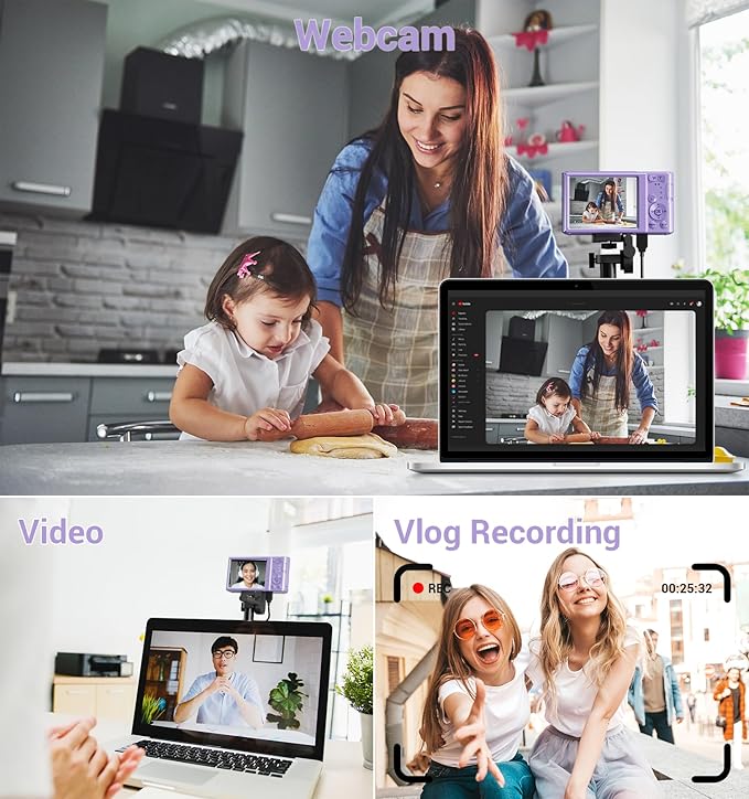 Digital Camera, 2026 Upgraded FHD 4K Camera Digital with 16X Zoom, Small Portable Camera with 64GB Memory Card 2 Batteries, Compact Travel Digital Camera for Beginners Students Boys Girls