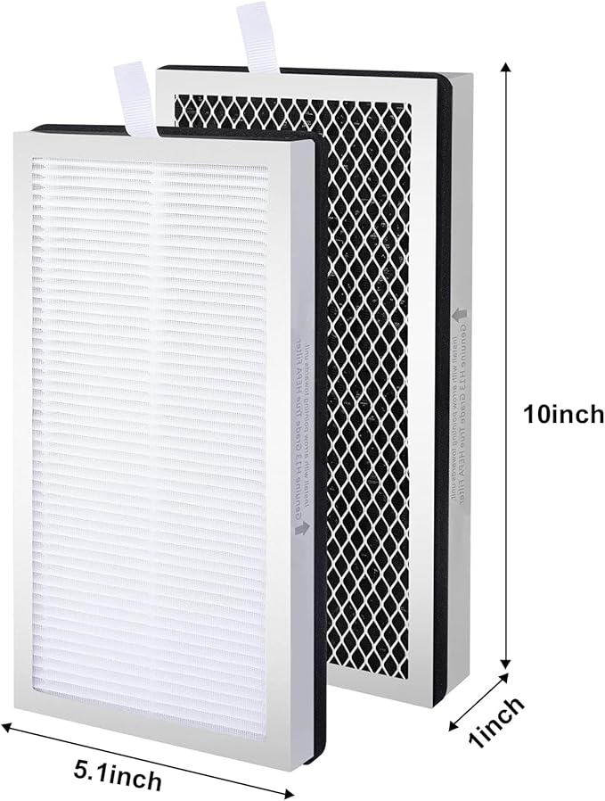 4 Pack Model 15 Replacement Filters Compatible with Air Puri-fier MA Series, H13 True and Activated Carbon, 3 in 1 with Pre-Filter