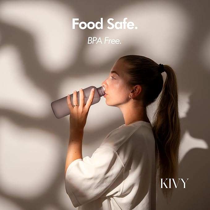 KIVY Slim Water Bottle 22oz [Lightweight & Shatterproof] - Reusable Tritan Water Bottle - Leak Proof Bottle for Women & Men - Water bottle no straw - Dishwasher Safe - BPA Free - Pink