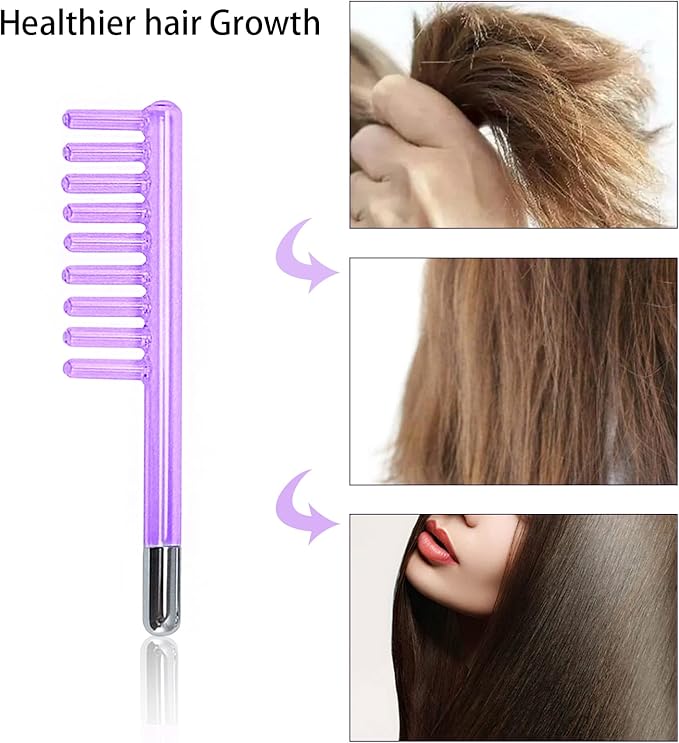 Electrode Wand Glass Tube Handheld Spare Parts for Hi Frequency Instrument Elitzia ETJX006AS (Violet Comb)