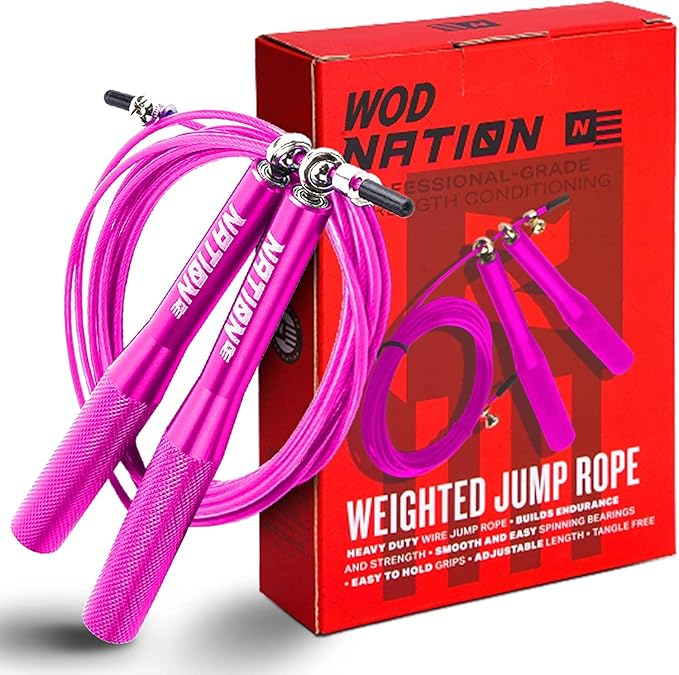 WOD Nation Aluminum Handle High Speed Adjustable Jump Rope for Women and Men - Perfect Skipping Rope for Boxing, Fitness, Workout