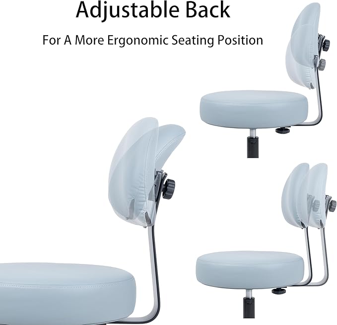 TAKE UR SEAT® Economical Multi-Purpose Medical Spa Drafting Stool with Adjustable seat and Back Height. Advanced Fabric seat Cover is Easy to Clean. Glide (Tall Bench Height Grey)