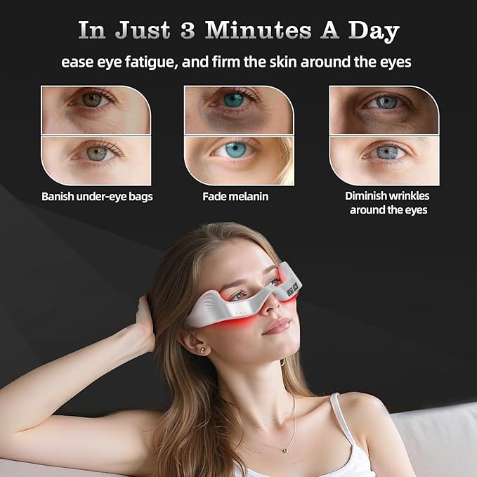 Under Eye Red Light Therapy Device, Facial red Light Therapy for reducing Dark Circles and Puffiness, Smoothing fine Lines, Eye Massager