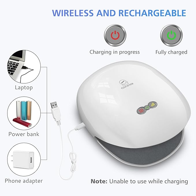 COMFIER FSA Wireless Hand Massager with Heat,3 Levels Compression & Heating,Rechargeable Hand Massager Machine for Carpal Tunnel,Gifts for Women,Men, HSA