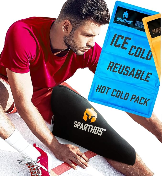 Sparthos Ice Packs for Injuries - Reusable Soft Gel Hot Cold Icepack - Medical First Aid Pain Relief - Bag Flexible Pack - Icing Compress Therapy - Fits Thigh, Back (X-Large + Cover, Pack of 1)