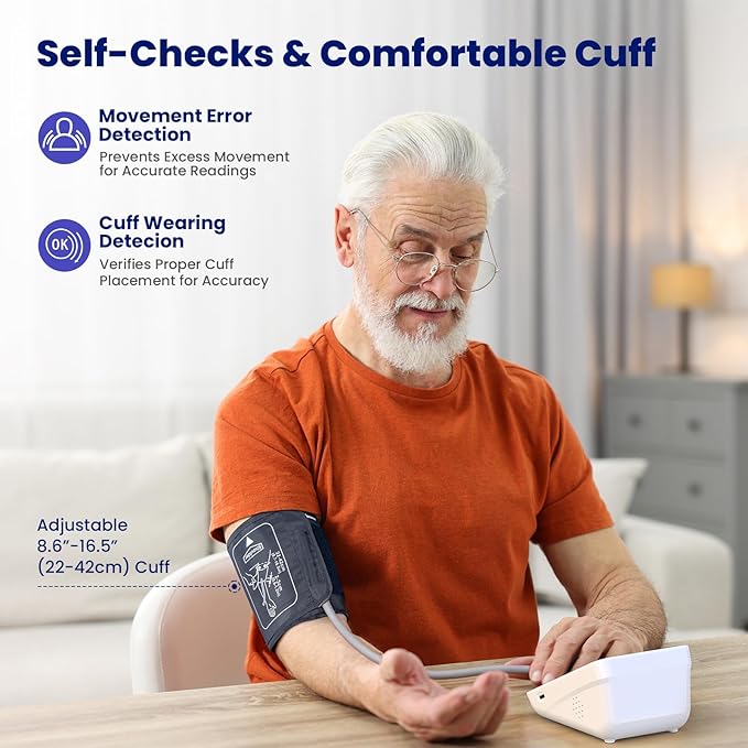 Blood Pressure Monitor, FondCircle Upper Arm Blood Pressure Monitor for Home Use, Stores 2x99 Readings, Bluetooth Enabled with 8.6"-16.5" Cuff, Large Backlit Display, Data Sync App for iOS & Android