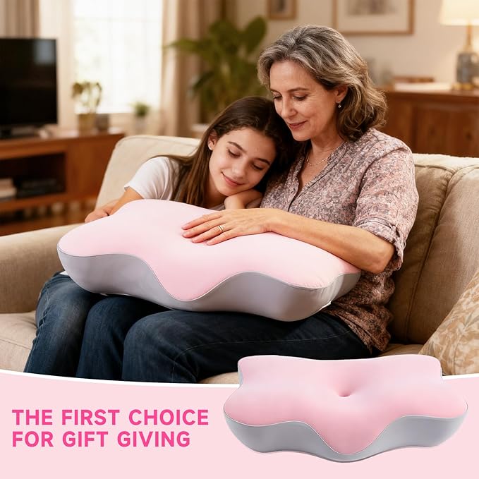 Ergonomic Neck Pillow for Sleeping, Breathable Snoring Memory Foam Pillows, Sleep Apnea Pillows for Neck Correcting/Cozy Rest/Deep Sleep/Fibromyalgia Pillow [Pink]