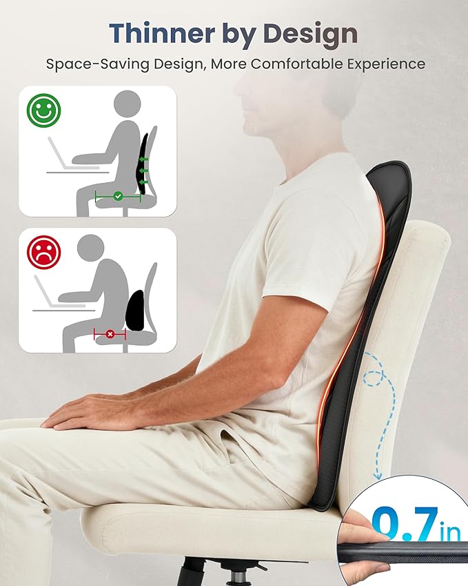 COMFIER Ultra-Slim Shiatsu Back Massager with Heat,Upper & Lower Back Massager, 4D Deep Tissue Chair Massager for Office,Heated Massage Chair,Up–Down Moving 20 Nodes