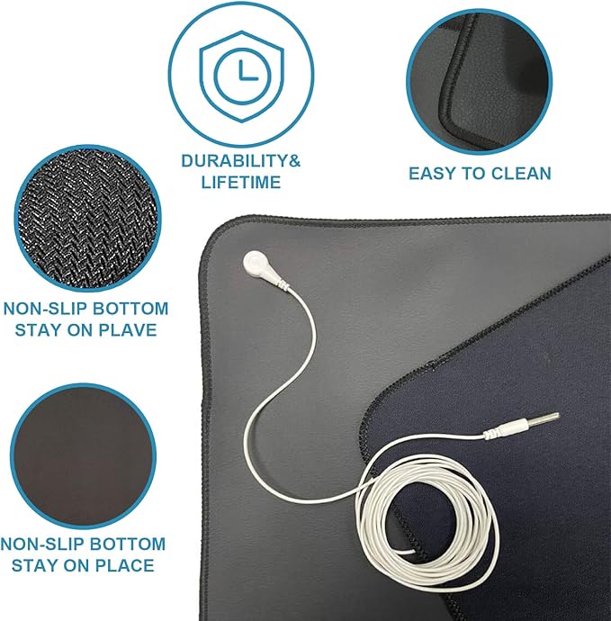Grounding Mat for Improving Sleep, Grounding Pad for Health, Grounding Bed Mat with Grounding Cord for Better Working (11.6 * 27inch)