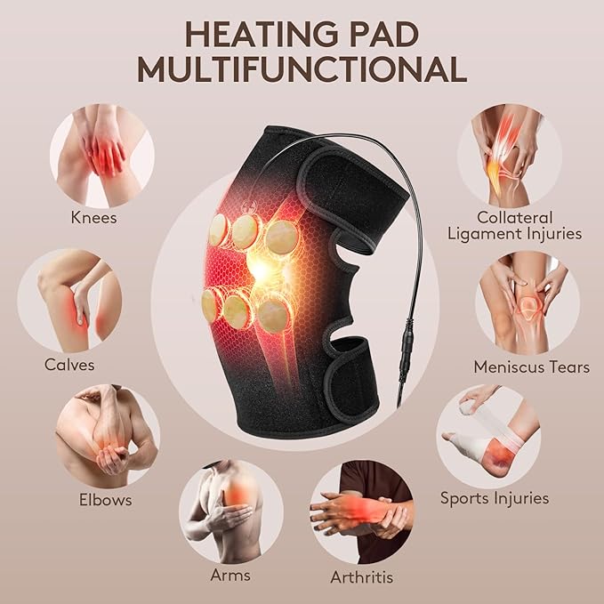 UTK Far Infrared Heating Pads for Knee Pain Relief, Heated Knee Brace Wrap with 6 Jade Stones & 3 Heat Settings & Auto Shut Off, Knee Heating Pad for Knee Pain & Stress Relief