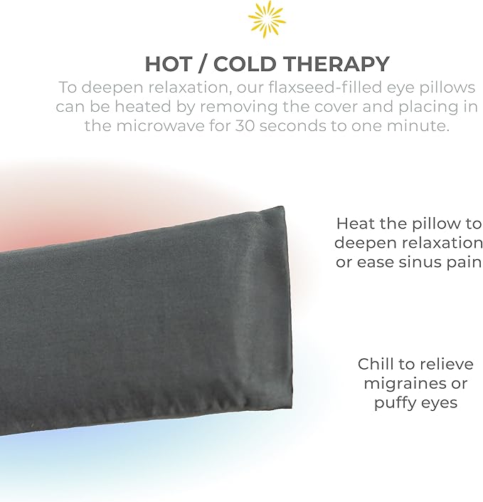 Sunshine Yoga 4-Pack Unscented Sateen Eye Pillows, Low-Luster, 9’’ x 4’’ Flaxseed Weighted Eye Mask for Sleeping, Hot or Cold Eye Therapy for Relaxation, Migraine, and Headache, Charcoal