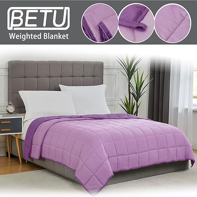 Purple Weighted Blanket for Adults 20lbs, 88"x104", King Size Cooling Heavy Throw Blanket for 130-220lbs, Microfiber Soft Thick Big Blankets Weighted Comforter Gift for Sleeping