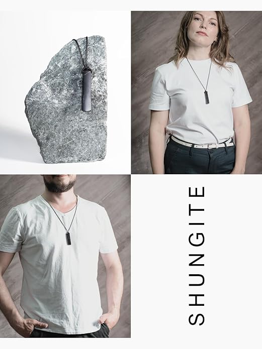 Shungite Pendant Necklace - Harmonizing Shield Defense - Wearable Shungite Crystal for Stress Down and Vitality Up - Shungites Stones from Russian Mine