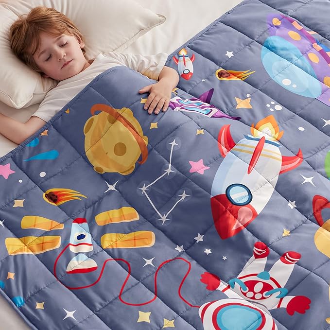 anfie Weighted Blanket Kids(40"x60" 7lbs) Weighted Blanket Cooling Blanket for Sleeping,Throw Size Breathable Blanket with Premium Glass Bead(Grey Aerospace)