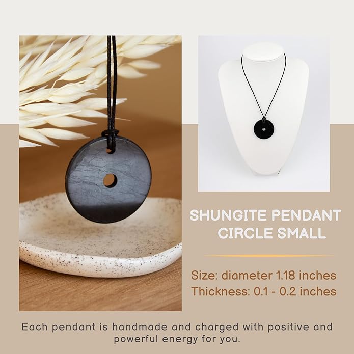Shungite Necklace Pendant Jewelry Set Pack - Authentic Shungite Protection Blocking Stones - Crystal Shield for Women and Men