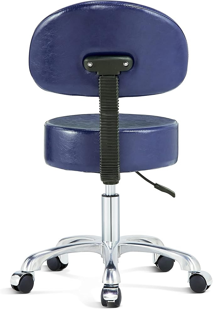 Thick Sturdy Padding with Wheels and Back Support,Swivel Rolling Stool Round Chair,Adjustable Stool for Doctor,Medical,Massage Salon,Office(Blue
