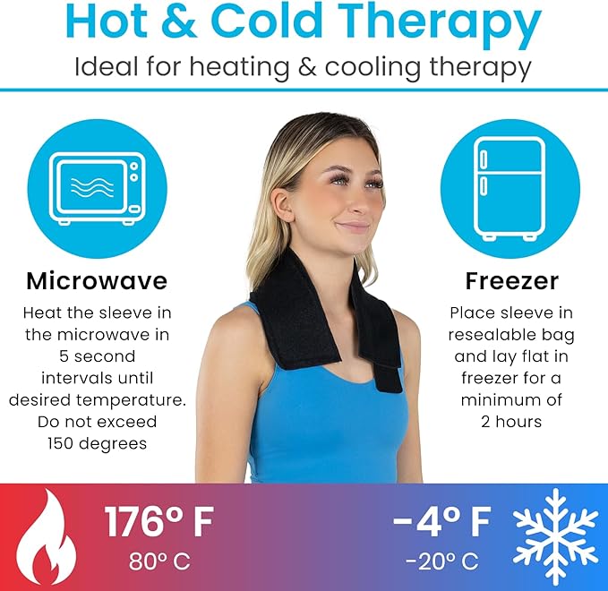 Arctic Flex Neck Ice Pack Wrap Gel - Reusable Hot & Cold Cervical Ice Pack for Neck, Shoulders, Pain Relief & Injuries - Cold Compress Cervical Wrap for Sprains, Swelling, Inflammation & Surgery