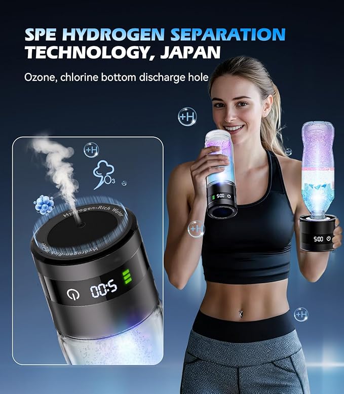 4.0 Upgrade Hydrogen Water Bottle 【SGS Certification - 5000PPB】【NO.1-100% Odorless】 Hydrogen Water Bottle - 2025 SPE PEM Technique, Double Hydrogen Content 2PCS1