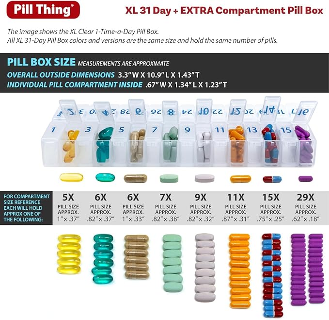 XL Twice-a-Day Monthly Pill Box Planner Set - AM/PM Medication Organizer for 31 Days! Set Contains 2 Organizers for One Month. (XL - 31 Day AM/PM - Clear)
