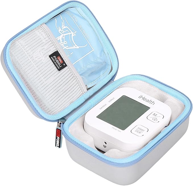 FBLFOBELI Hard Carrying Case Replacement for iHealth Track Smart Upper Arm Blood Pressure Monitor, Bluetooth Blood Pressure Cuff Machine, Protective Travel Storage Bag (Case Only) (Grey)