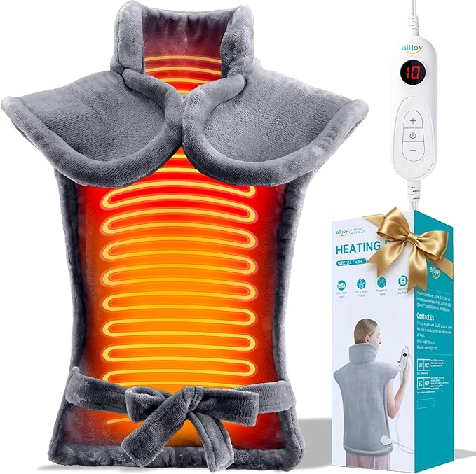 ALLJOY Heating Pad for Back Pain Relief, 24"x33" Weighted Heating Pad for Neck and Shoulders and Back, Gifts for Women Men, Neck Heating Pad Fast-Heating with 6 Settings, Auto Shut-Off