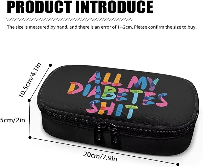 Rnyleeg Diabetic Supplies All My Diabetes Shit Bag Diabetic Travel Bag Insulin Cooling Case Insulated Organizer for Glucose Meter, Insulin Pen, Blood Sugar Test Strips