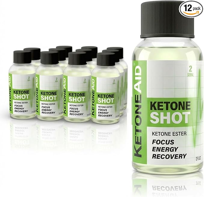 KetoneAid Ketone Shot | Ketone Ester Energy | No Sugar, No Caffeine (12 Count)