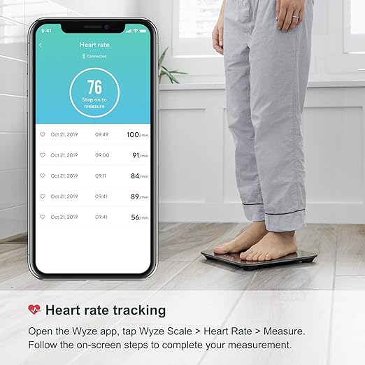Wyze Scale for Body Weight, Digital Bathroom Smart Scale for Body Fat, BMI, and Heart Rate, 12 Body Composition Analyzer with App, Bluetooth, 400 lb - Dark Blue