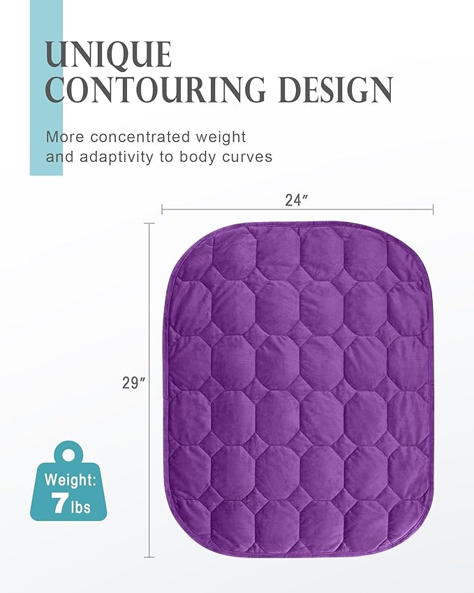 Cottonblue Weighted Lap Blanket 7lbs, Cozy Luxury Crystal Velvet Weighted Blanket for Adults, Small Weighted Blanket for Relaxation, Sleeping, Travel, Purple, 29" x 24"