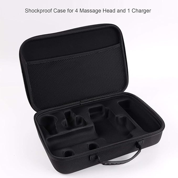 Ymiko Massage Gun Holder, Massage Gun Bag, Black (EVA, 600D Cloth, Mutispandex) Massage Gun Carrying Case With Handle with capable of storing a massage gun, 4 massage heads, and an adapt