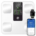 GE Smart Body Weight Scale, with 8-in-1 Display for BMI Body Fat Muscle Mass, Digital Bathroom Bluetooth Scale, 14 Composition Analyzer for Health Monitoring, 11.8", Accurate 400lb Weighing, White