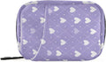 Diamond Grid Purple Hearts Travel Pill Organizer Case Box Container Weekly Portable Vitamin Medicine Holder Storage Bag with Zipper Removable