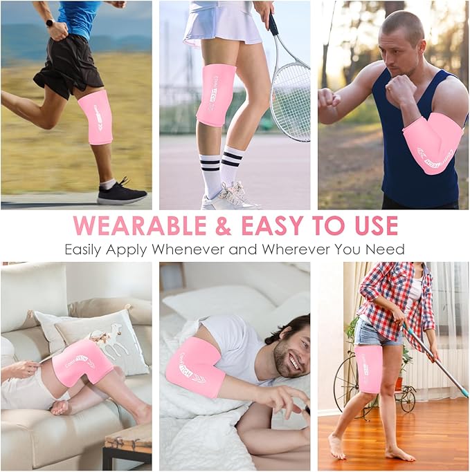 ComfiTECH Knee Ice Sleeve for Cooling Application, Flexible Cold Gel Pack Reusable, Extra Large, Pink