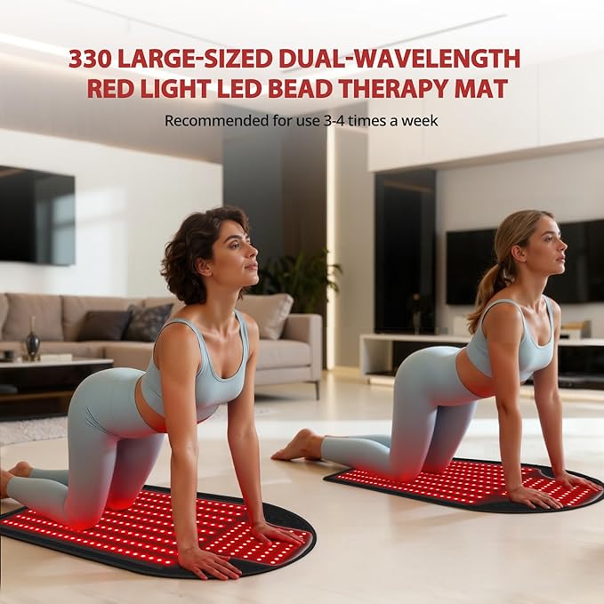 Body Red Light Therapy Mat,Everyday LED Light Comfort Mat, 40.5×23.5in Compact Home Pad with 330 Red & Near-Infrared LEDs