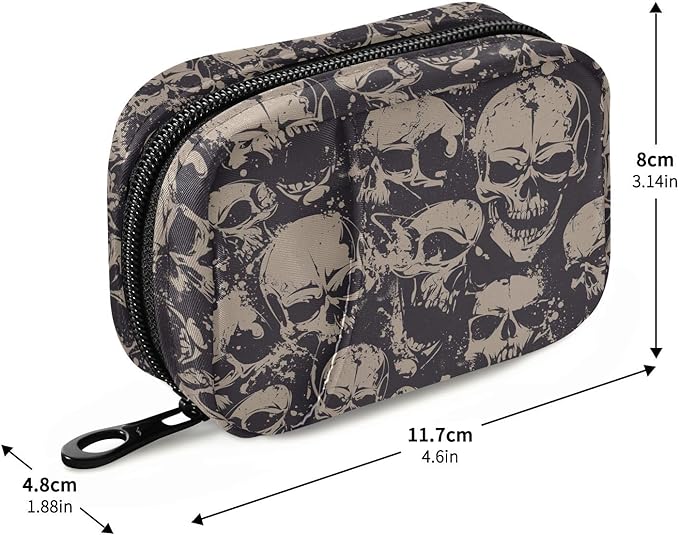 Skull Pill Box 7 Day Pill Case Travel Pill Organizer Bag Container for Medicine with Zipper Portable Weekly Case Compact Size for Medicine, Vitamin, Supplement