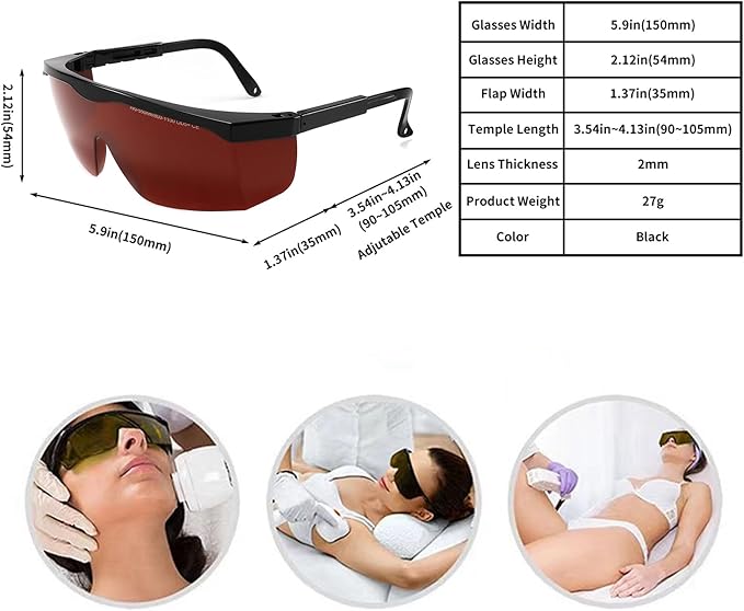 Alsenor IPL 190nm-550nm & 800nm-1100nm Laser Safety Glasses Goggles For Laser Cosmetology Operator Eye Protection And Laser Hair Removal Treatment