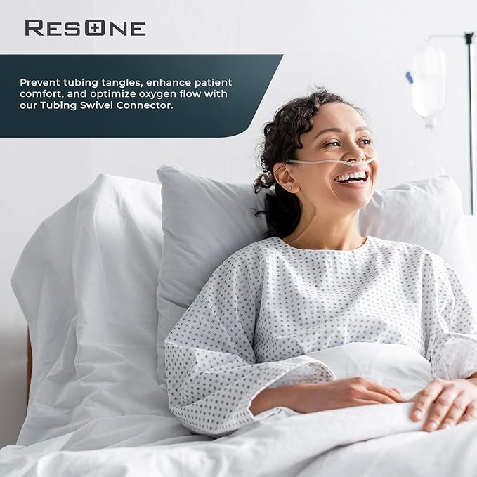 ResOne Oxygen Tubing Swivel Connectors 5-Pack, Cannula, Hose, Tube Connectors, Oxygen Line Splitter, Concentrator Supplies, 360-Degree Rotation, Medical, Home, Marine Use, Standard Size - Male/Female