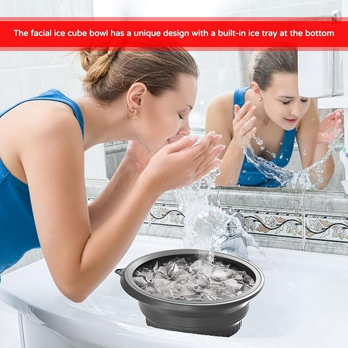 Face Bowl For Ice With Built-In Ice Tray,Ice Face Bowl,Facial Ice Bath,Bath Bow For Cold Plunge Therapy, Skin Tightening & Acne Relief – Black Portable Spa Tool For Home & Travel