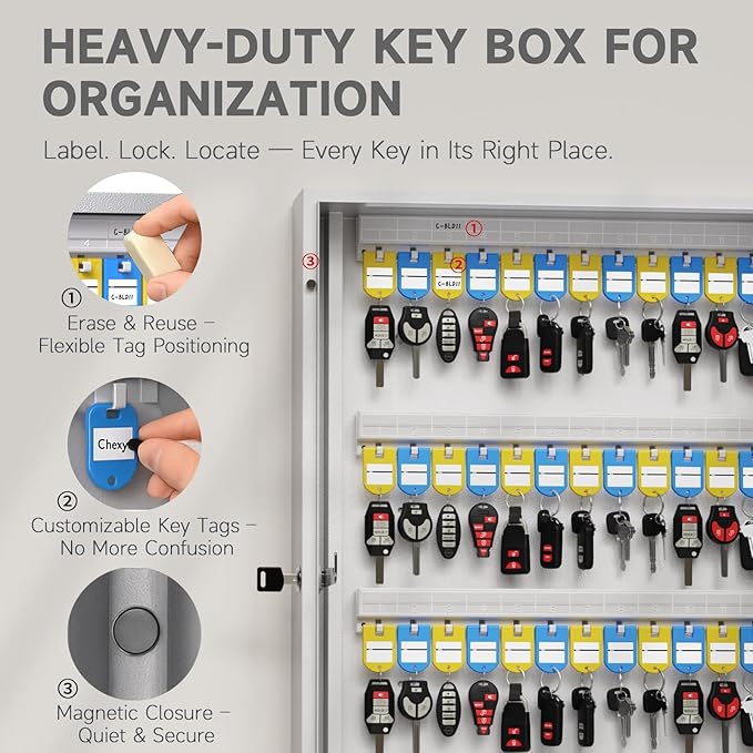 360-Key Smart Key Lock Box Wall Mount – Commercial Key Cabinet with App, Keypad, Bluetooth & WiFi Unlock (Sold Separately), Access Log Tracking, Key Management System for School, Office