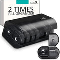 Fullicon Large Capacity Pill Organizer, Secure Pill Case with Durable Printing, Spill Proof Daily Pill Organizer, 7 Day Pill Box Organiser Travel Pill Organiser (Black)