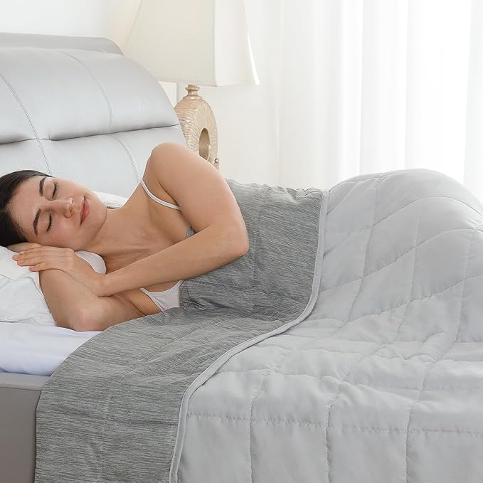 Weighted Blankets 12lbs, Weighted Blanket Twin Size for Hot Sleepers, Soft and Cozy Microfiber Double-Sided Weighted Blanket, Cooling Bed Blankets for All Season, 48 x 72 inches, Grey