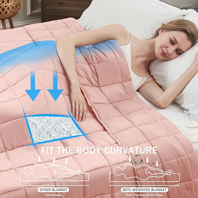 Pink Weighted Blanket for Adults 20lbs, 60"x80", Queen Size Cooling Heavy Throw Blanket for 130-220lbs, Microfiber Soft Thick Big Blankets Weighted Comforter Gift for Sleeping