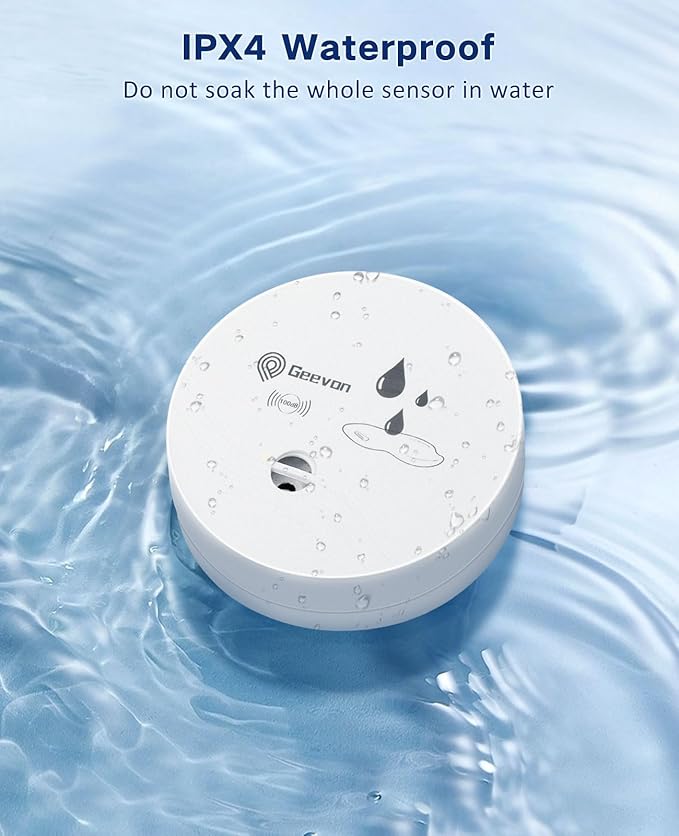 Geevon 10 Pack Water Leak Detectors, 100dB Water Sensor Alarms Flood Detector for Basements, Bathrooms, Laundry Rooms, Kitchens, Garages, and Attics, Water Alarms Battery-Operated (Battery Included)